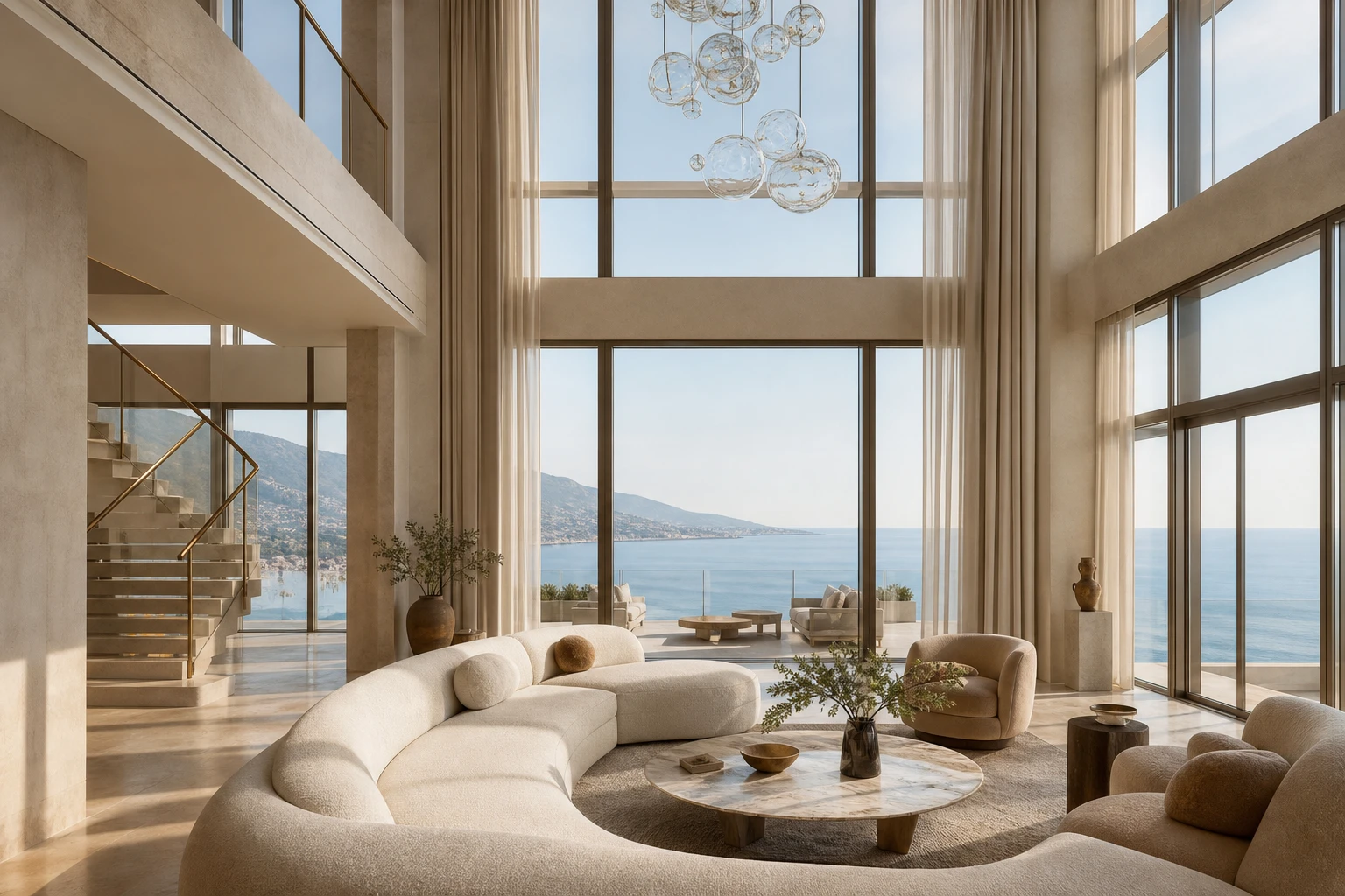 Penthouse Suite living room with panoramic sea view